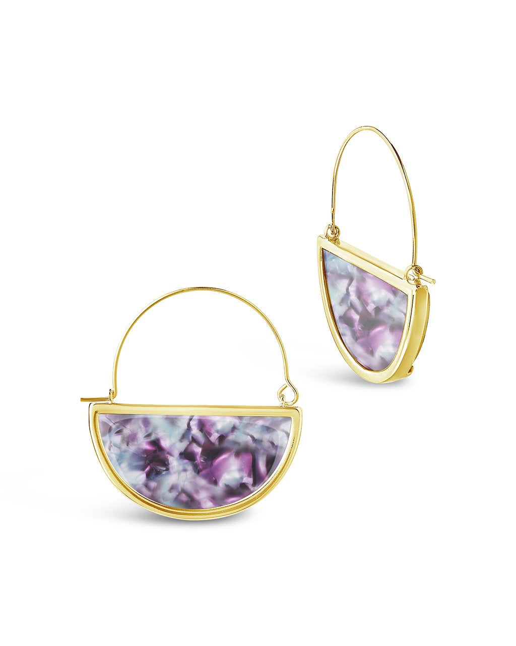 Resin Half Moon Dangle Earrings - Sterling Forever