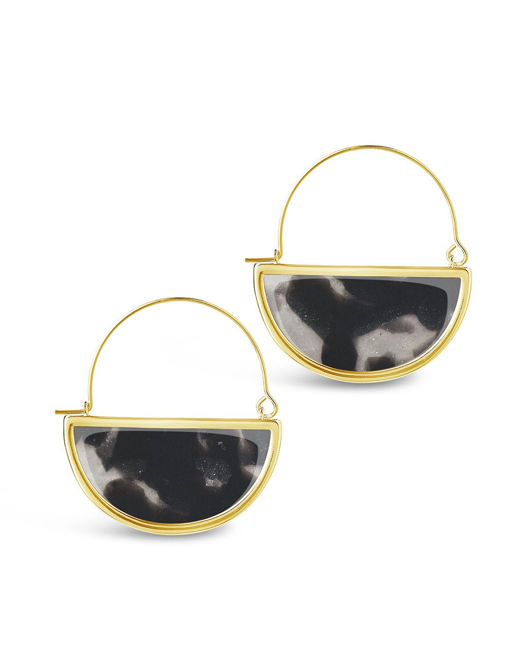 Resin Half Moon Dangle Earrings - Sterling Forever