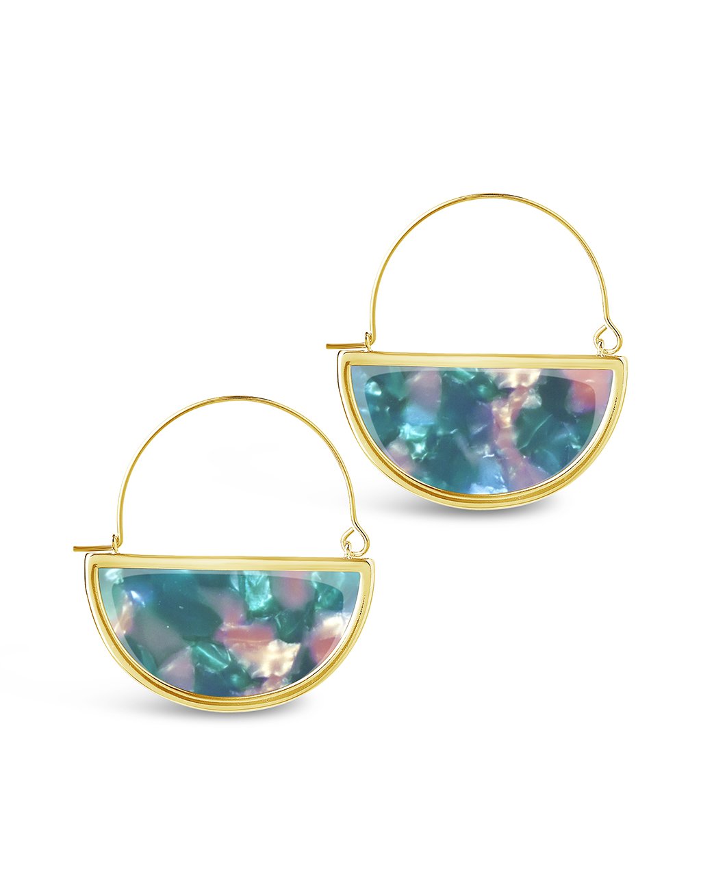 Resin Half Moon Dangle Earrings - Sterling Forever