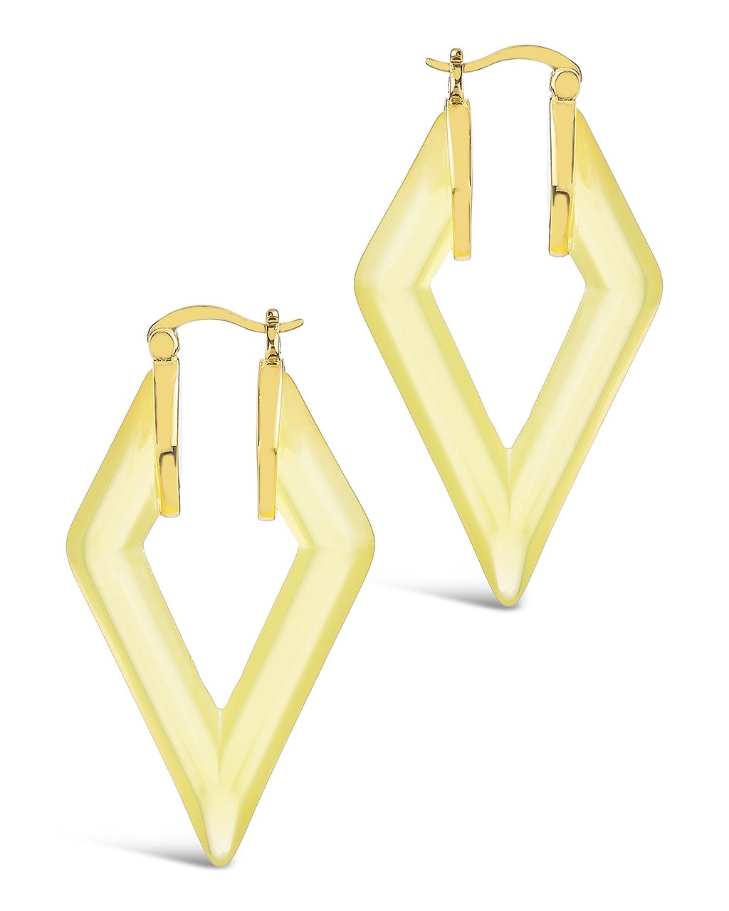 Lucite Diamond Hoops Earring Sterling Forever Gold Canary