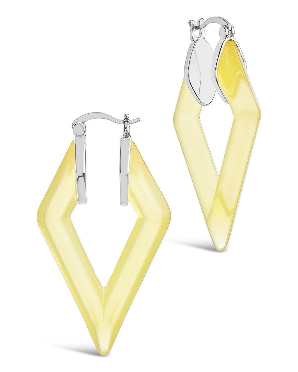 Lucite Diamond Hoops Earring Sterling Forever Silver Canary