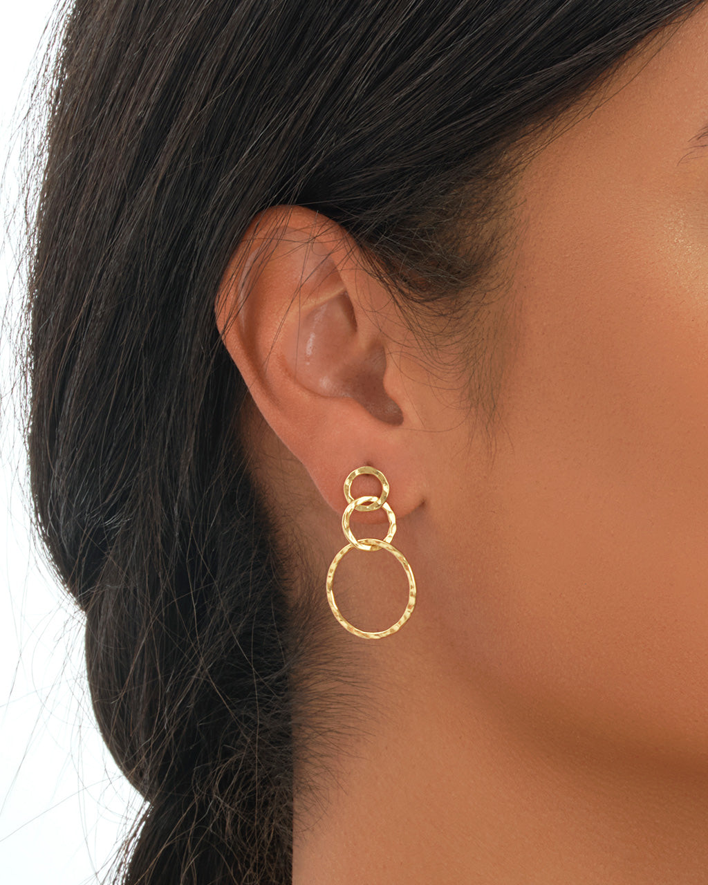 Sterling Silver Hammered Triple Drop Earrings Earring Sterling Forever 