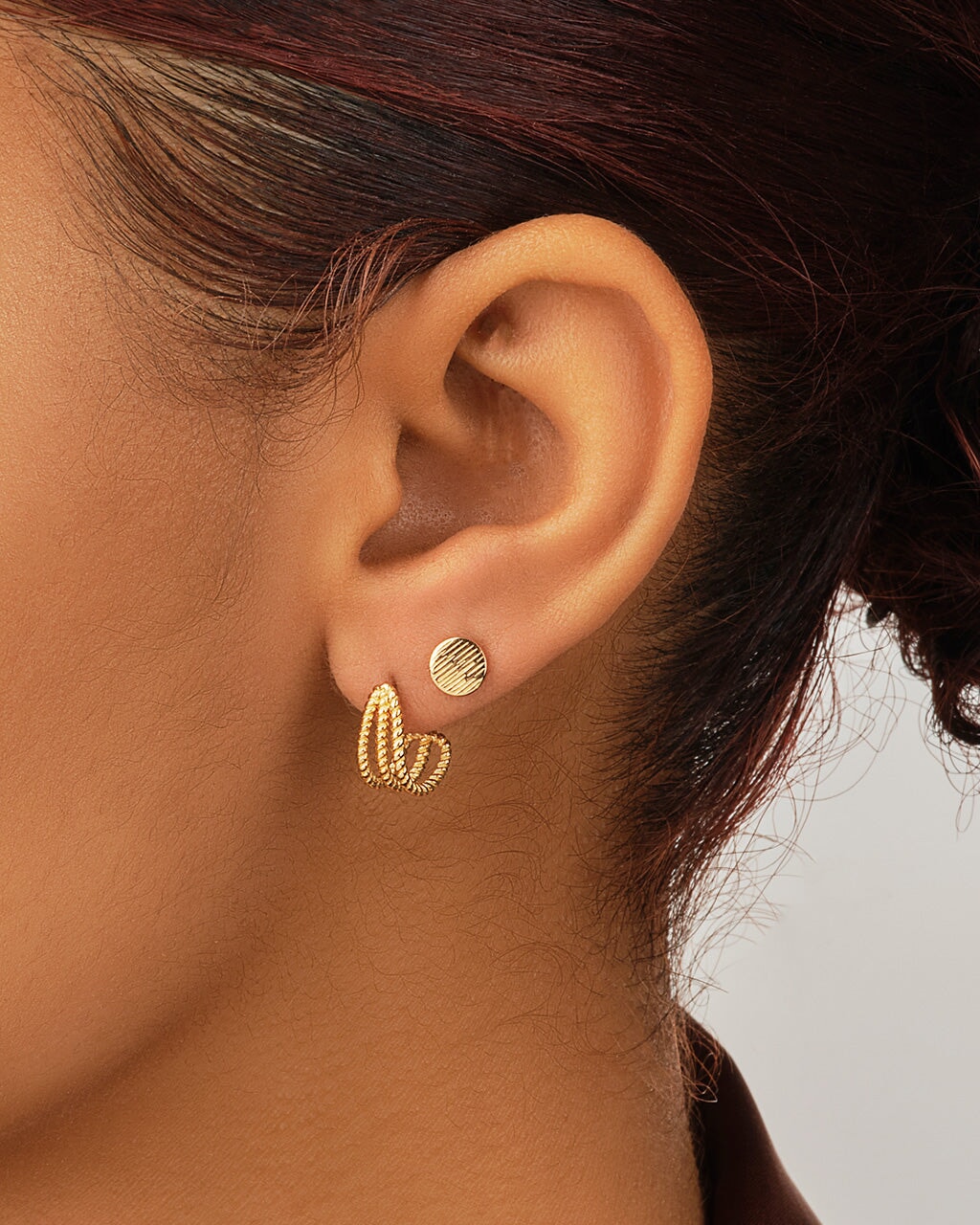 14K Gold Plated Sterling Silver Rope Stud Set of 2 Earring Sterling Forever 