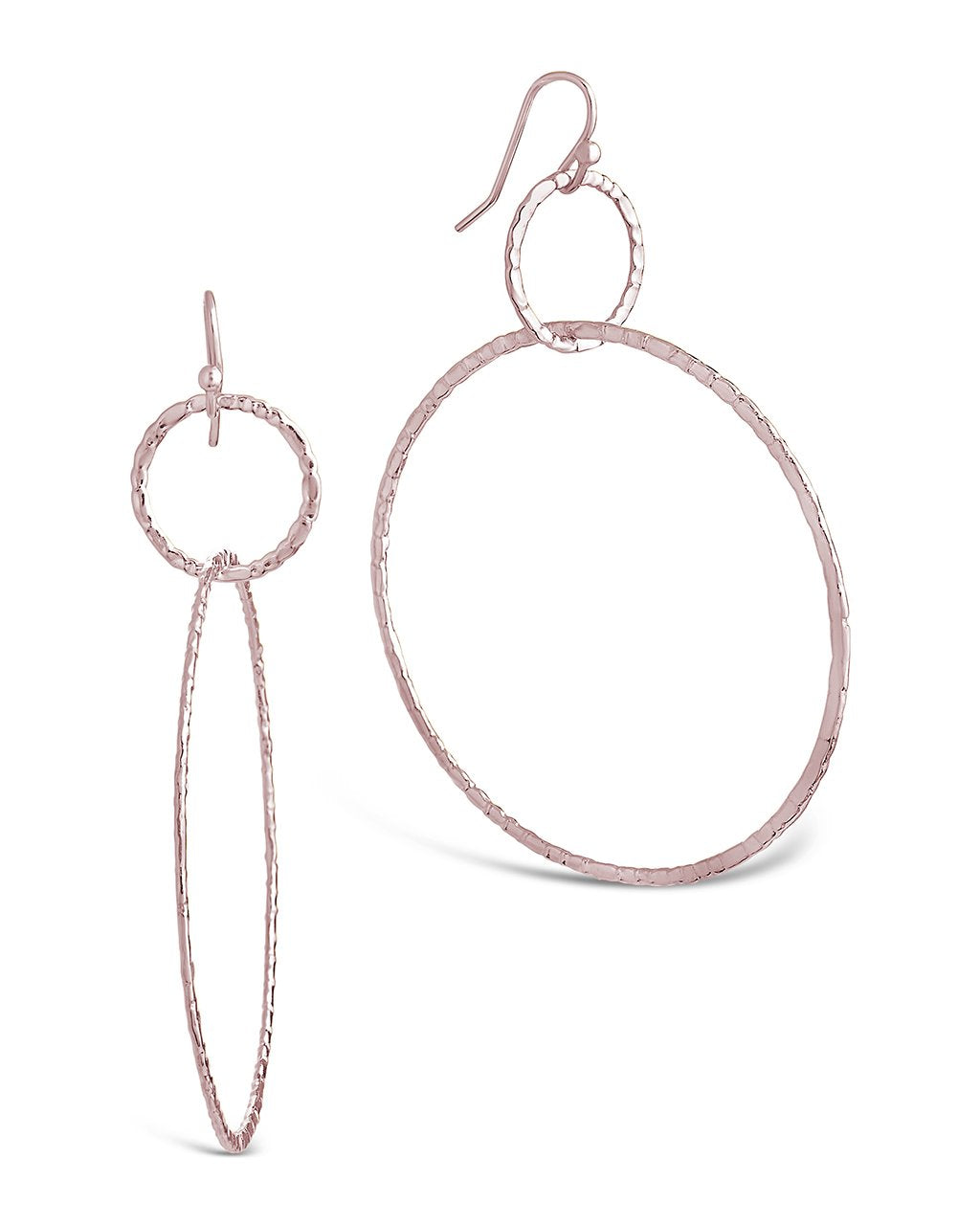 Hammered Linked Hoop Dangle Earrings - Sterling Forever