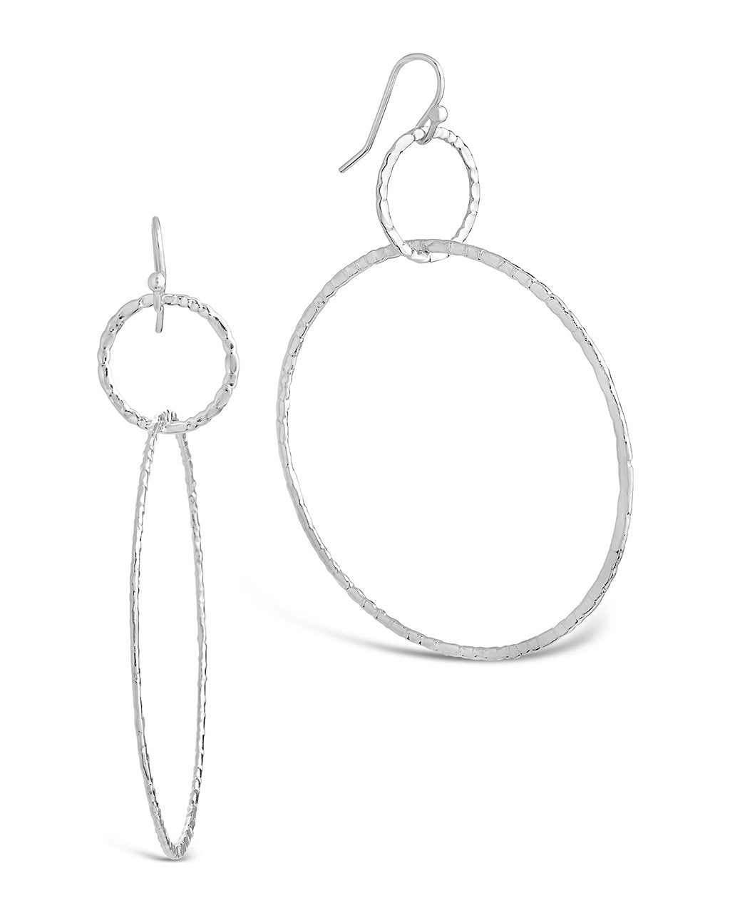 Hammered Linked Hoop Dangle Earrings - Sterling Forever
