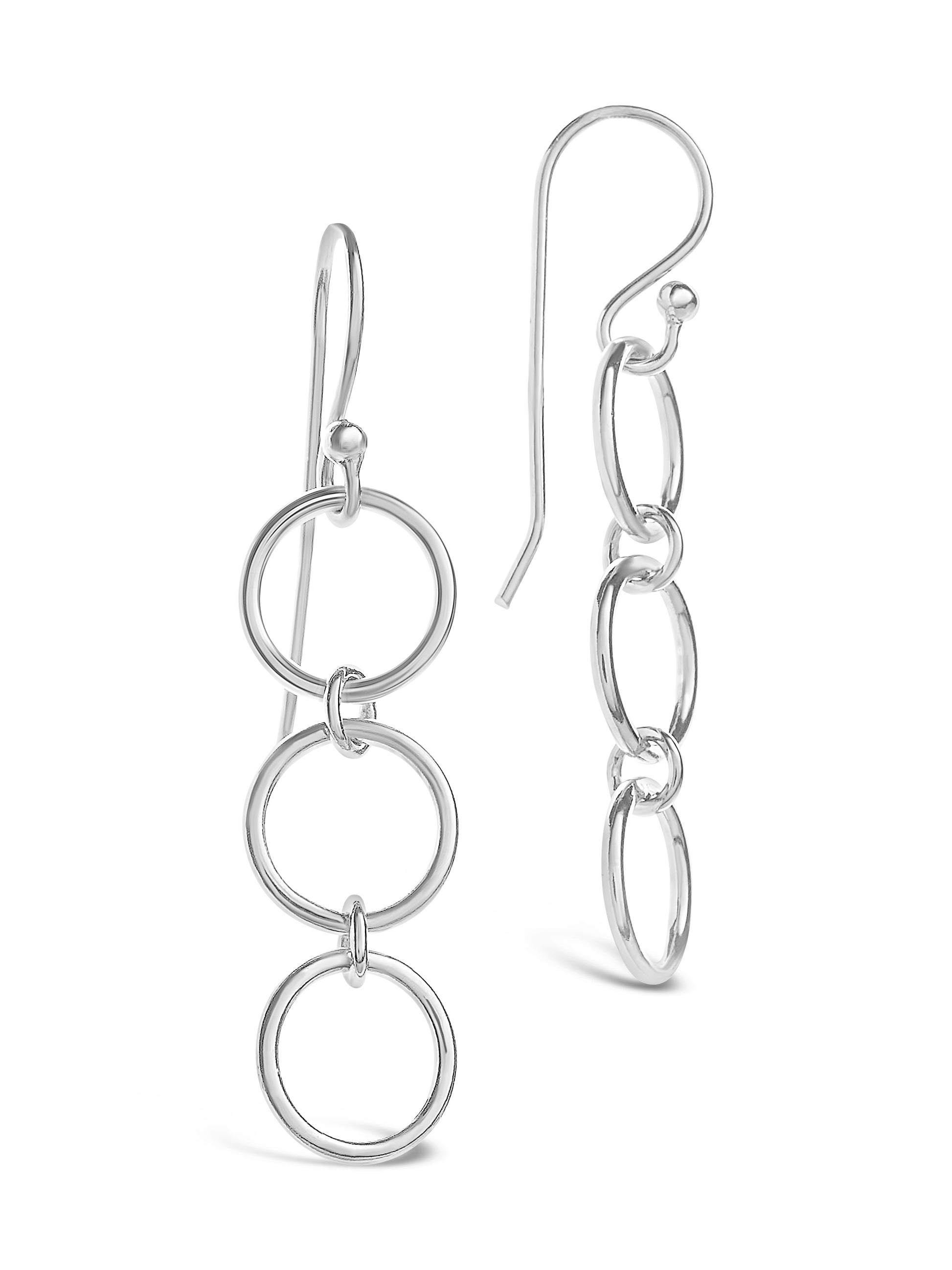 Sterling Silver Triple Circle Drop Earrings - Sterling Forever
