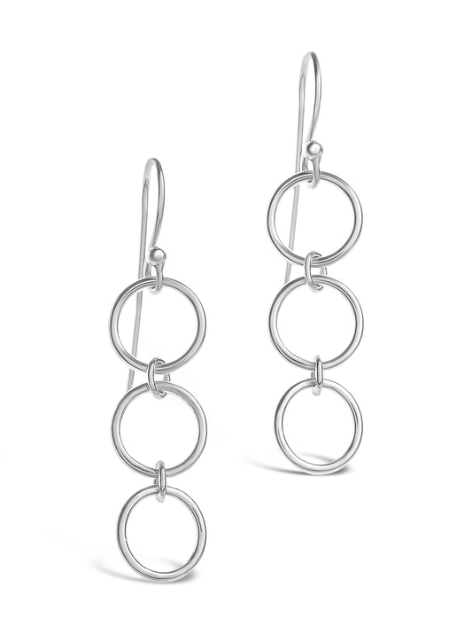 Sterling Silver 3 Connected Circle Earrings