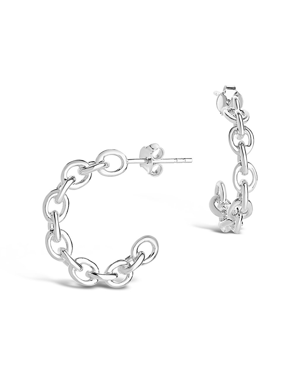 Sterling Silver Delicate Chain Hoop Earrings - Sterling Forever