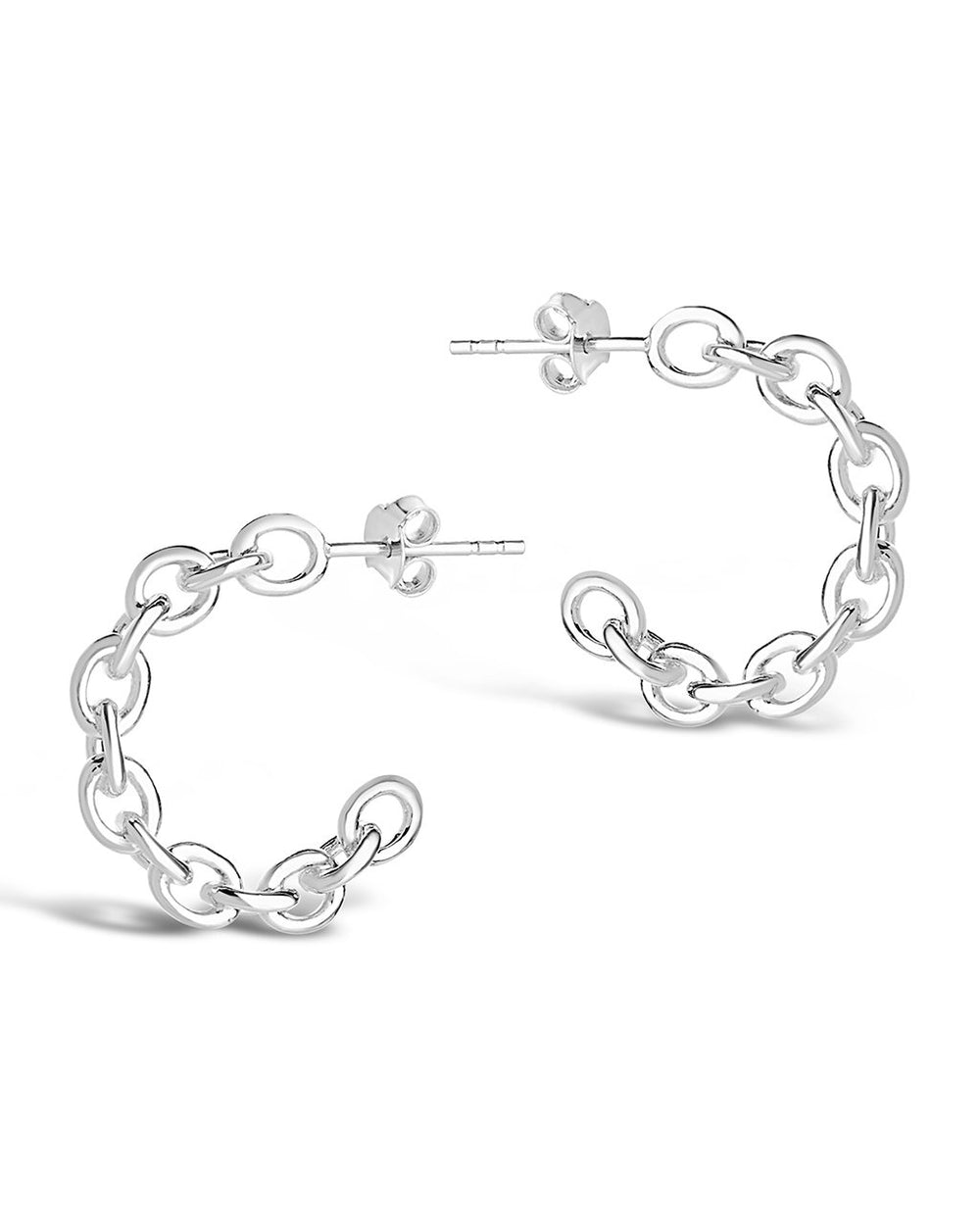Sterling Silver Delicate Chain Hoop Earrings - Sterling Forever