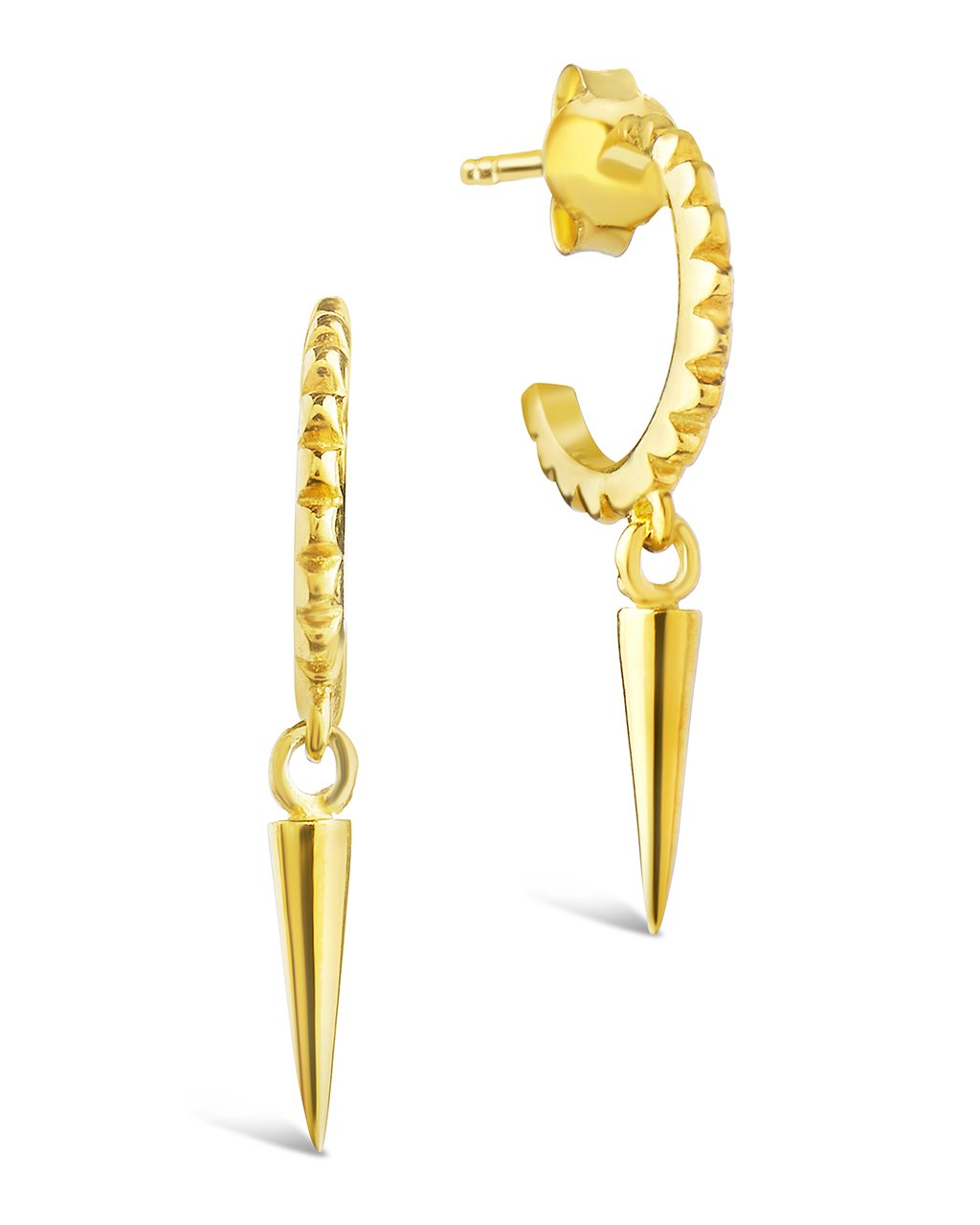 Sterling Silver Spike Stud Hoops Earring Sterling Forever Gold 