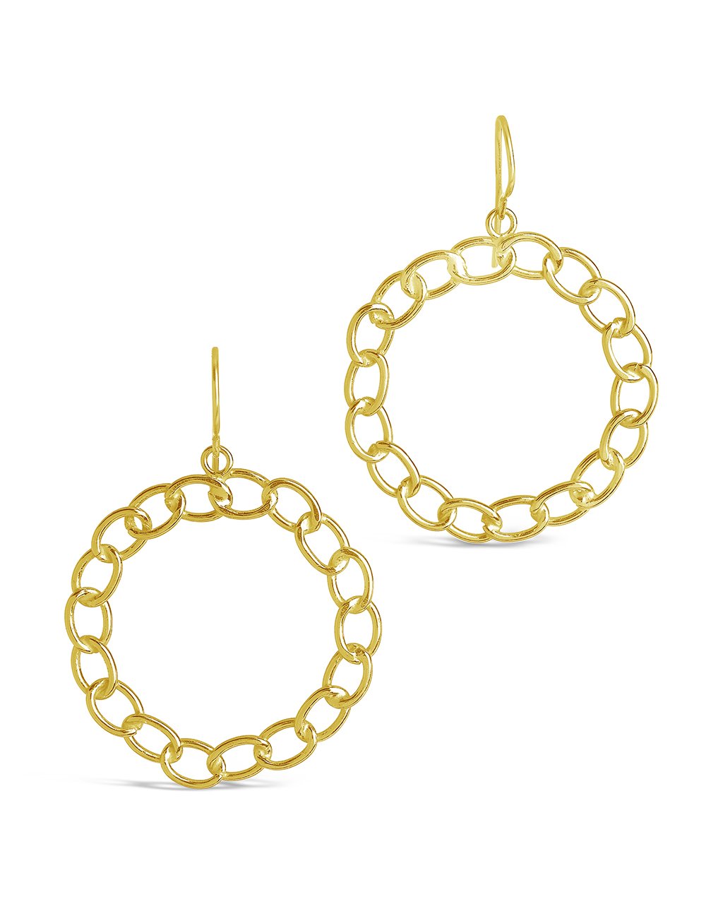 Sterling Silver Chain Link Circle Dangle Earrings Earring Sterling Forever Gold 