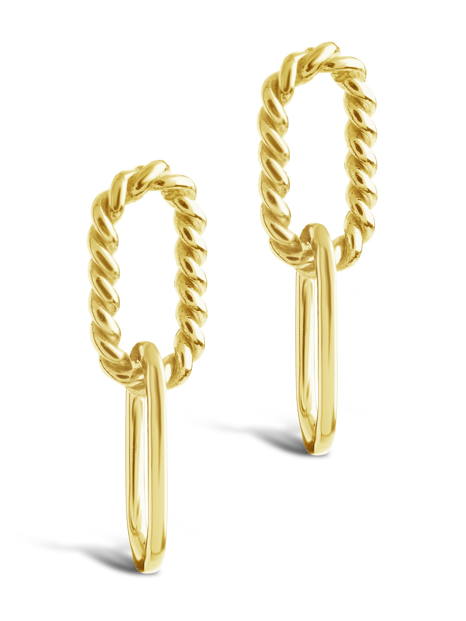 Sterling Silver Textured & Polished Interlocking Oval Drop Earrings Earring Sterling Forever Gold 