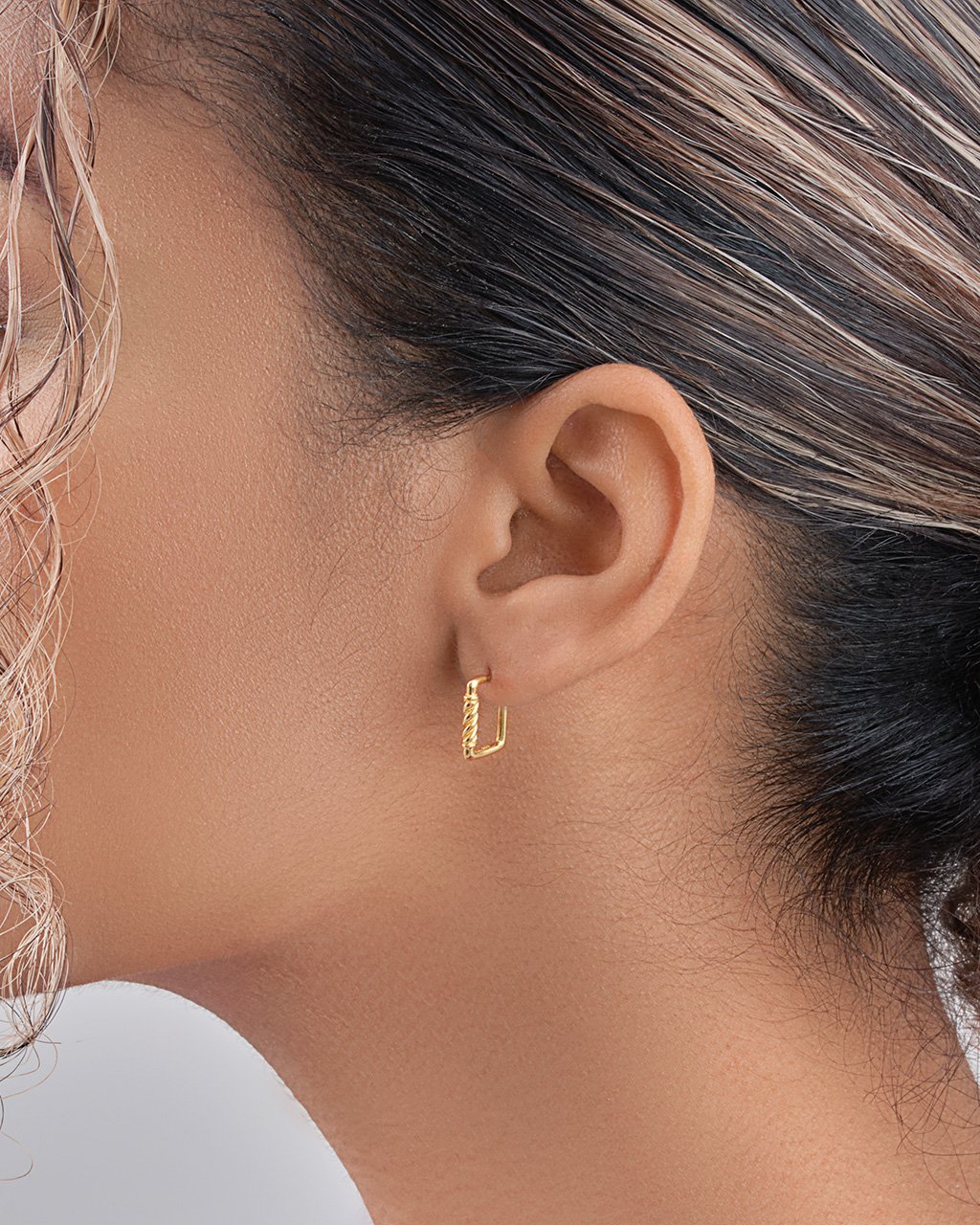 Sterling Silver Polished Rectangular Carabiner Stud Hoops Earring Sterling Forever 