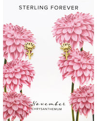 Sterling Silver Birth Flower Studs Earring Sterling Forever Gold November / Chrysanthemum 