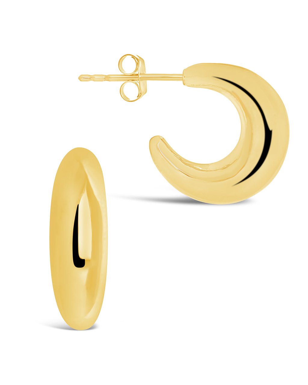 Sterling Silver Chunky Tube Stud Hoops Earring Sterling Forever Gold 