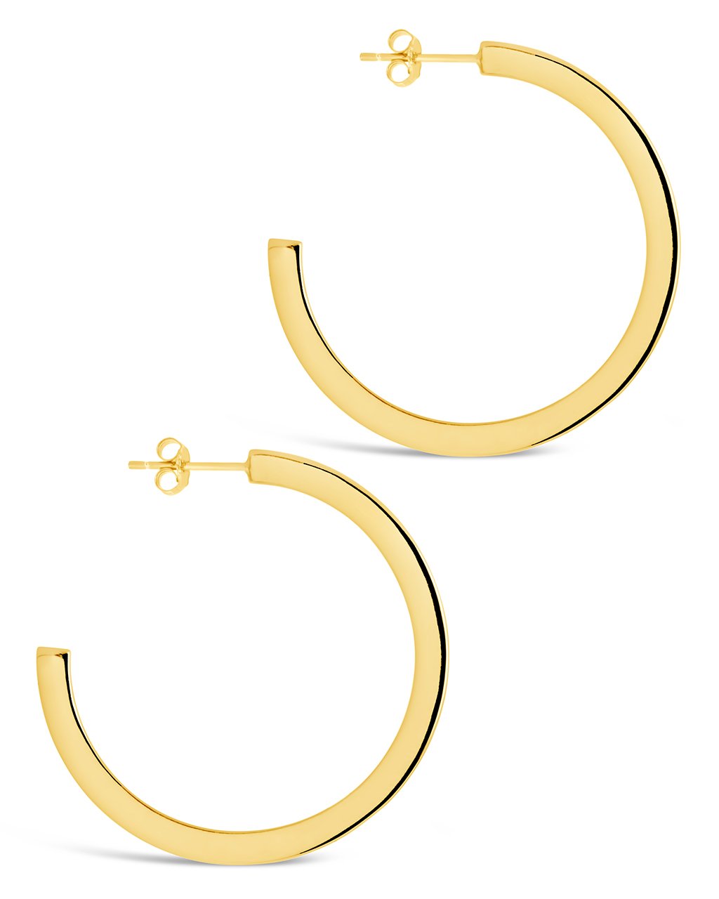 Sterling Silver Flat 1.5" Hoops Earring Sterling Forever Gold 