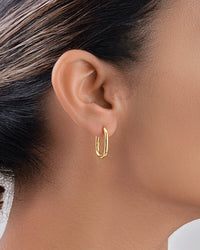 Sterling Silver Rectangle Huggie Hoops Earring Sterling Forever 