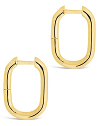 Sterling Silver Rectangle Huggie Hoops Earring Sterling Forever 