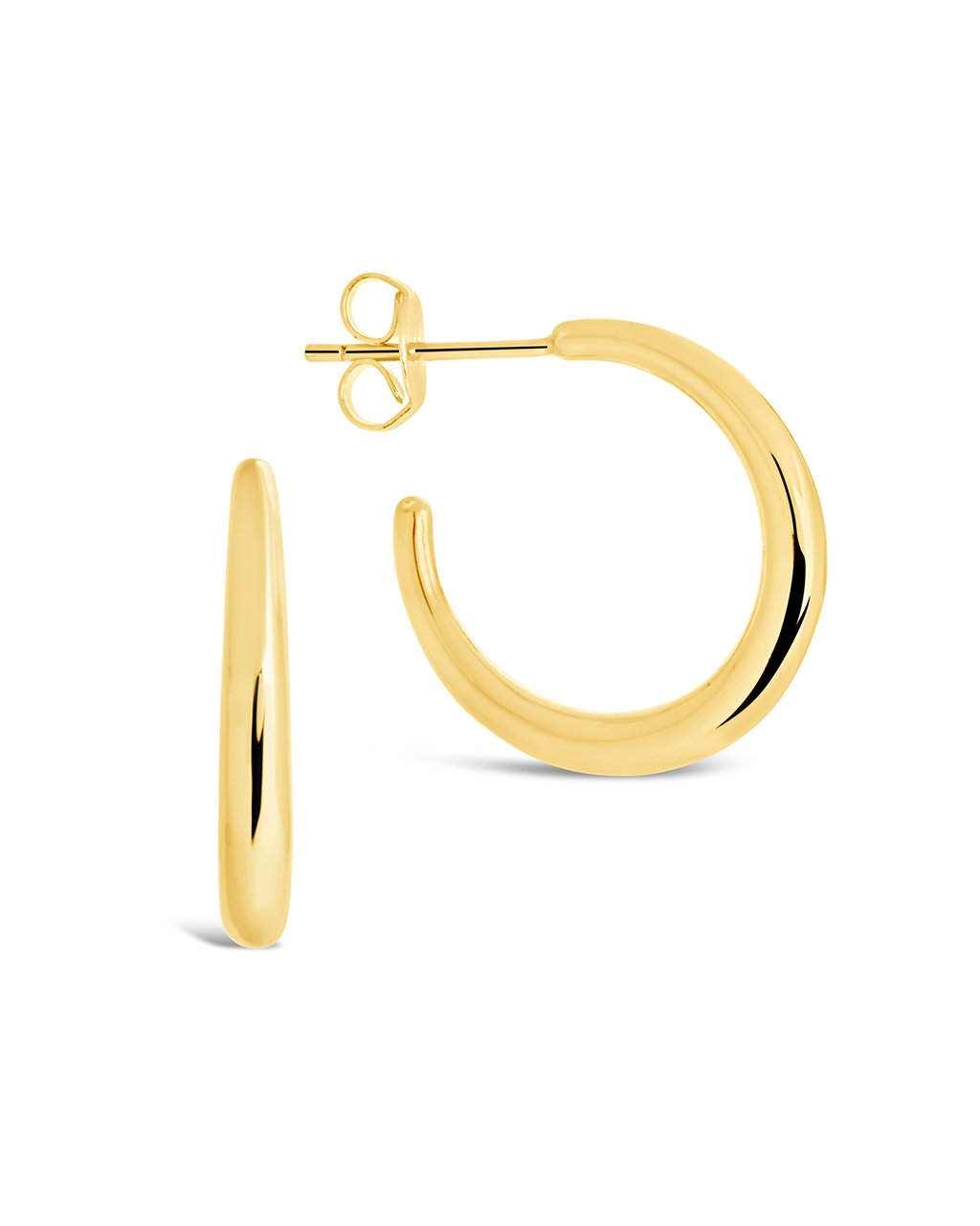 Sterling Silver 0.75" Thin Tapered Hoops Earring Sterling Forever Gold 