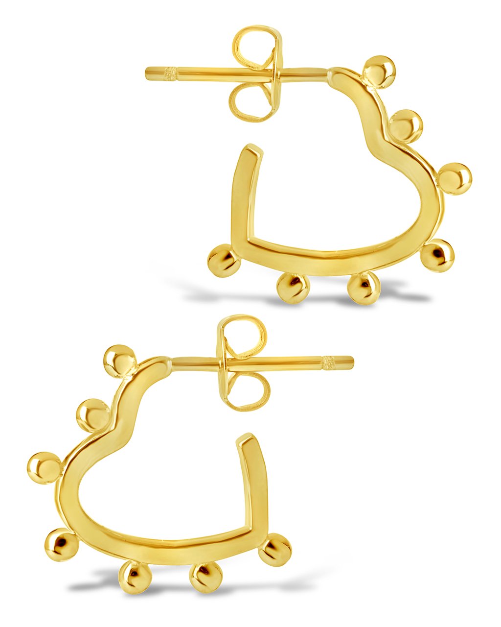 Sterling Silver Studded Heart Hoops Earring Sterling Forever Gold 