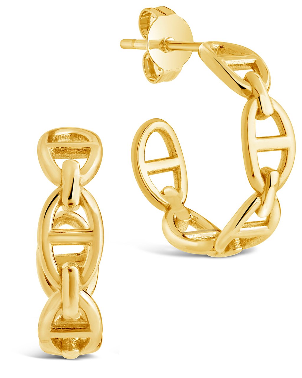 Sterling Silver Anchor Chain Hoops Earring Sterling Forever Gold 