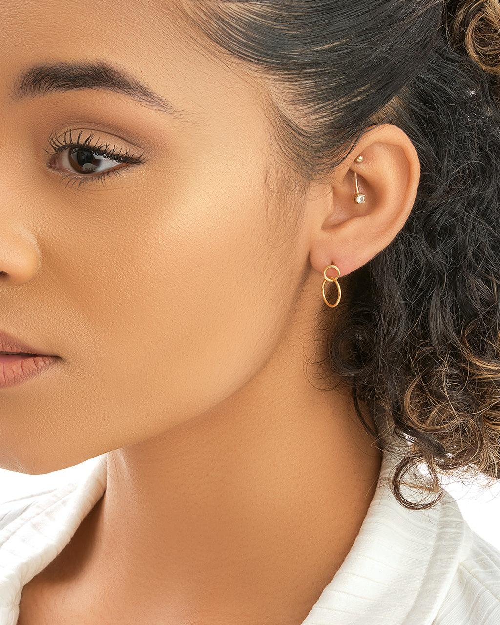 Natural Multi-Gemstone Linear Drop Dangle Earrings 18k Rose