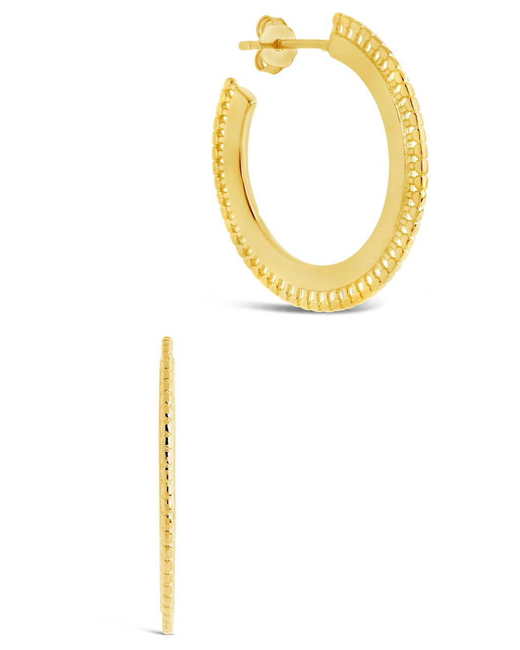 Sterling Silver Rox Flat Hoops Earring Sterling Forever 