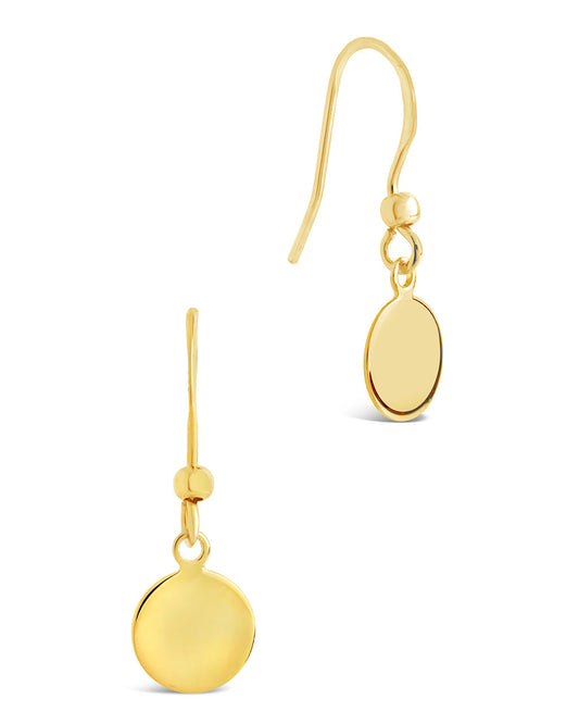 Sterling Silver Fishhook Disc Drop Earrings Earring Sterling Forever Gold 