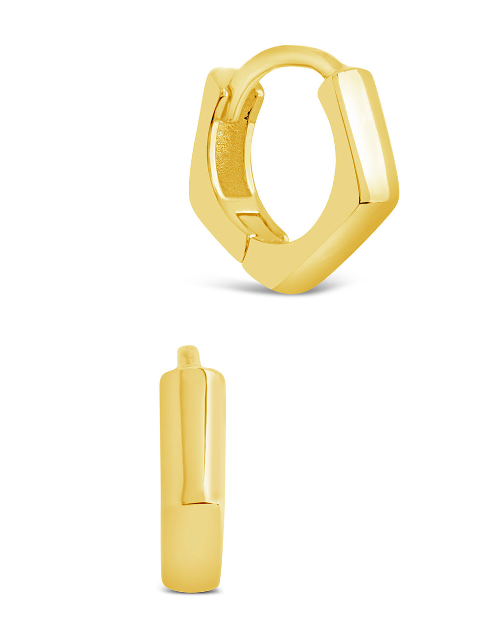 Sterling Silver Polished Geo Micro Hoops Earring Sterling Forever Gold 