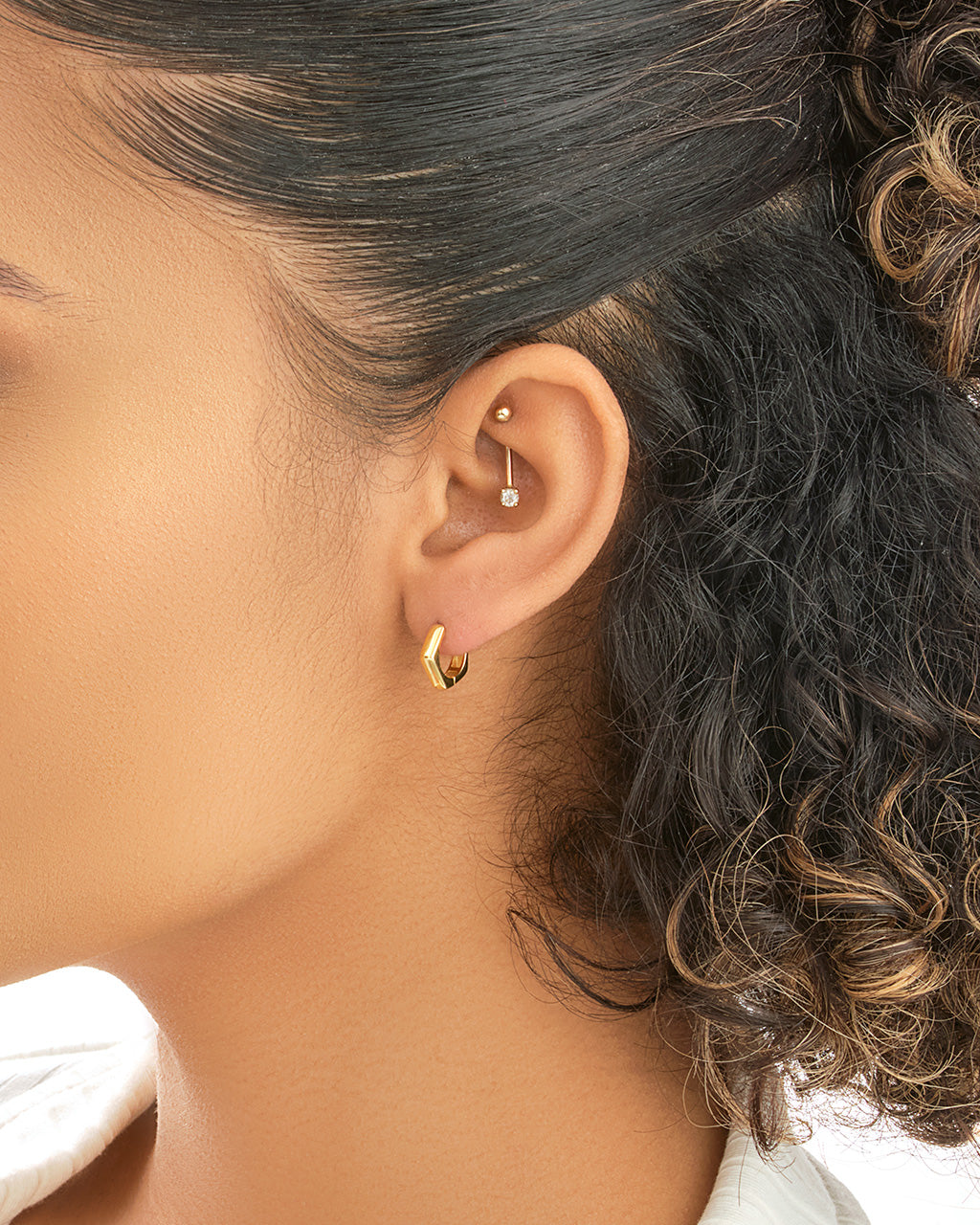 Sterling Silver Polished Geo Micro Hoops Earring Sterling Forever 