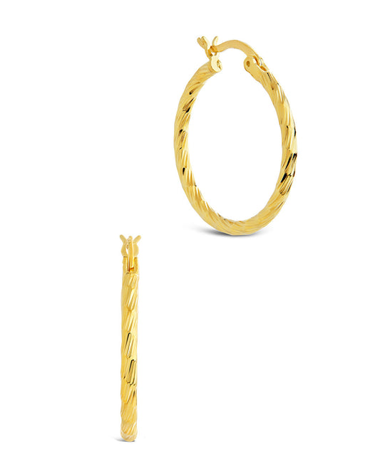Anita Hoops Earring Sterling Forever Gold 1" 