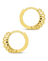 Sterling Silver Graham Ribbed Micro Hoop Earrings - Sterling Forever