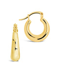 Graduated Tube Hoops Earring Sterling Forever Gold 0.7" 