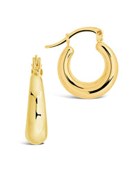 Graduated Tube Hoops Earring Sterling Forever Gold 0.7" 