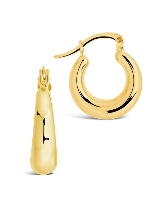 Graduated Tube Hoops Earring Sterling Forever Gold 0.7" 