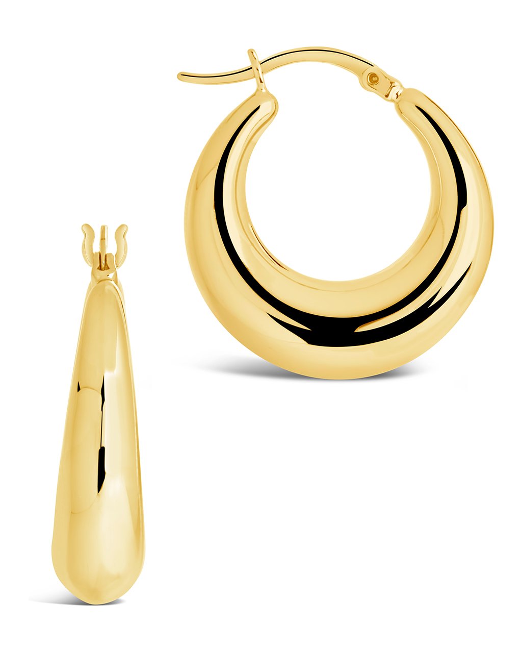 Graduated Tube Hoops Earring Sterling Forever Gold 1" 
