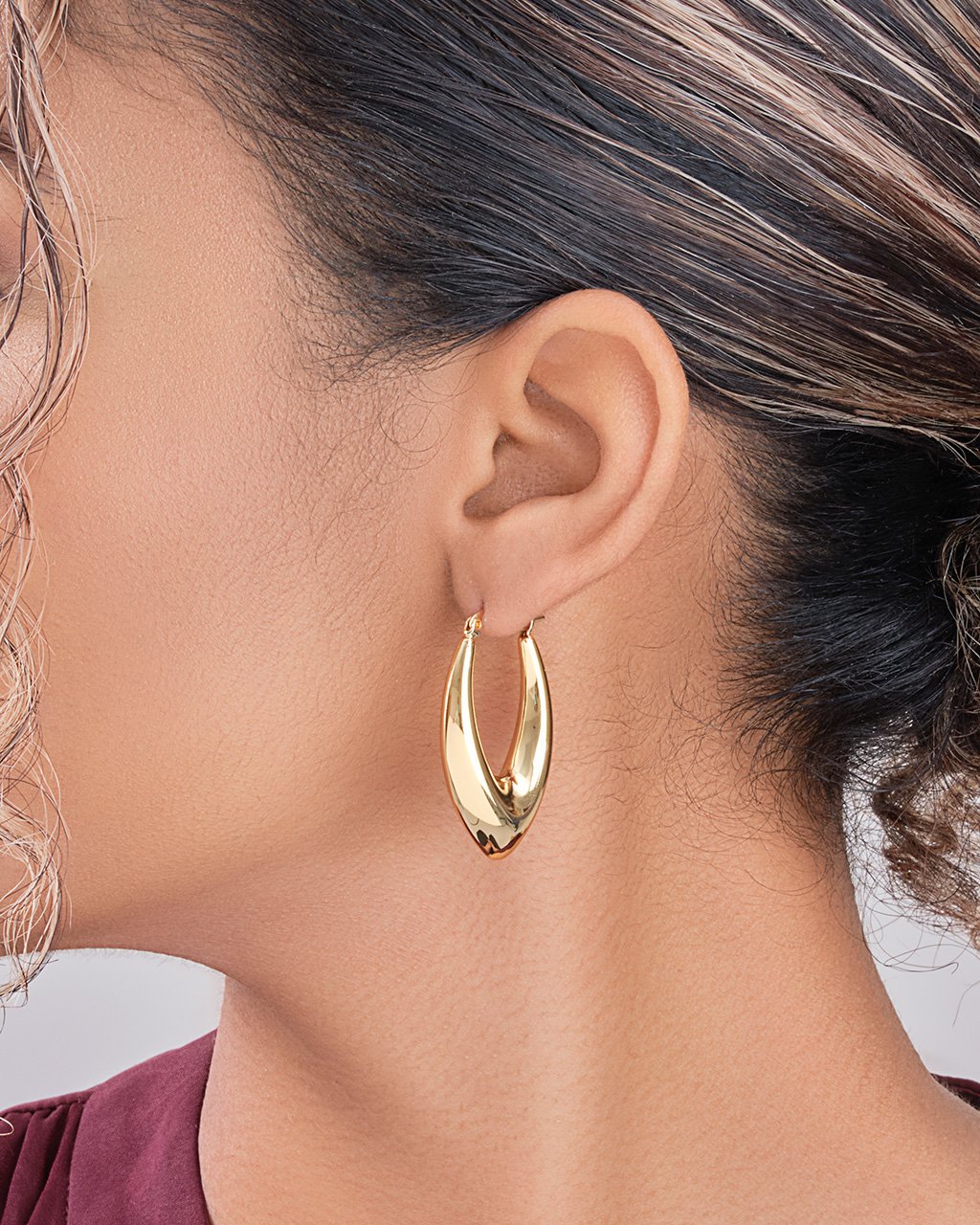 1.5" V Drop Hoops Earring Sterling Forever 