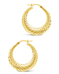 Delia Hoops Earring Sterling Forever Gold 1.3" 