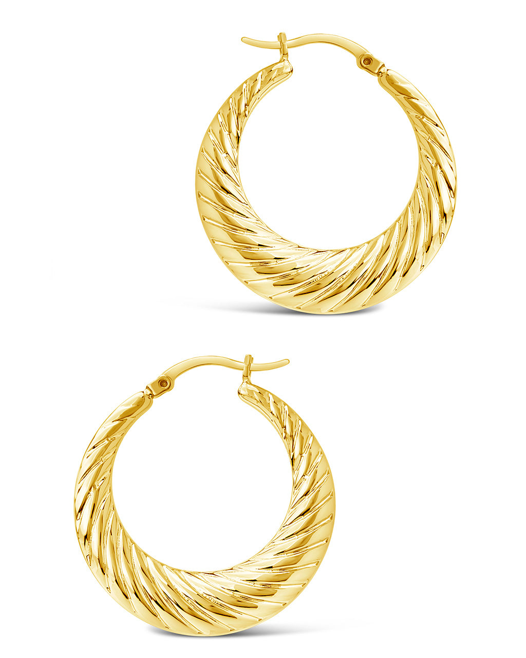 Delia Hoops Earring Sterling Forever Gold 1.3" 