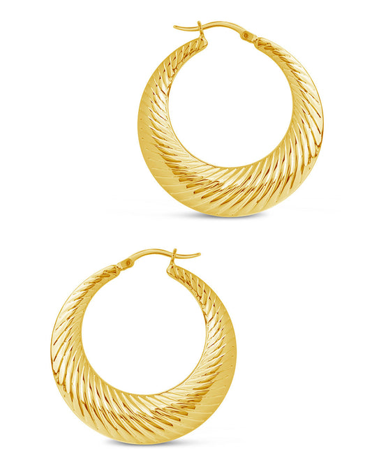 Delia Hoops Earring Sterling Forever Gold 1.6" 