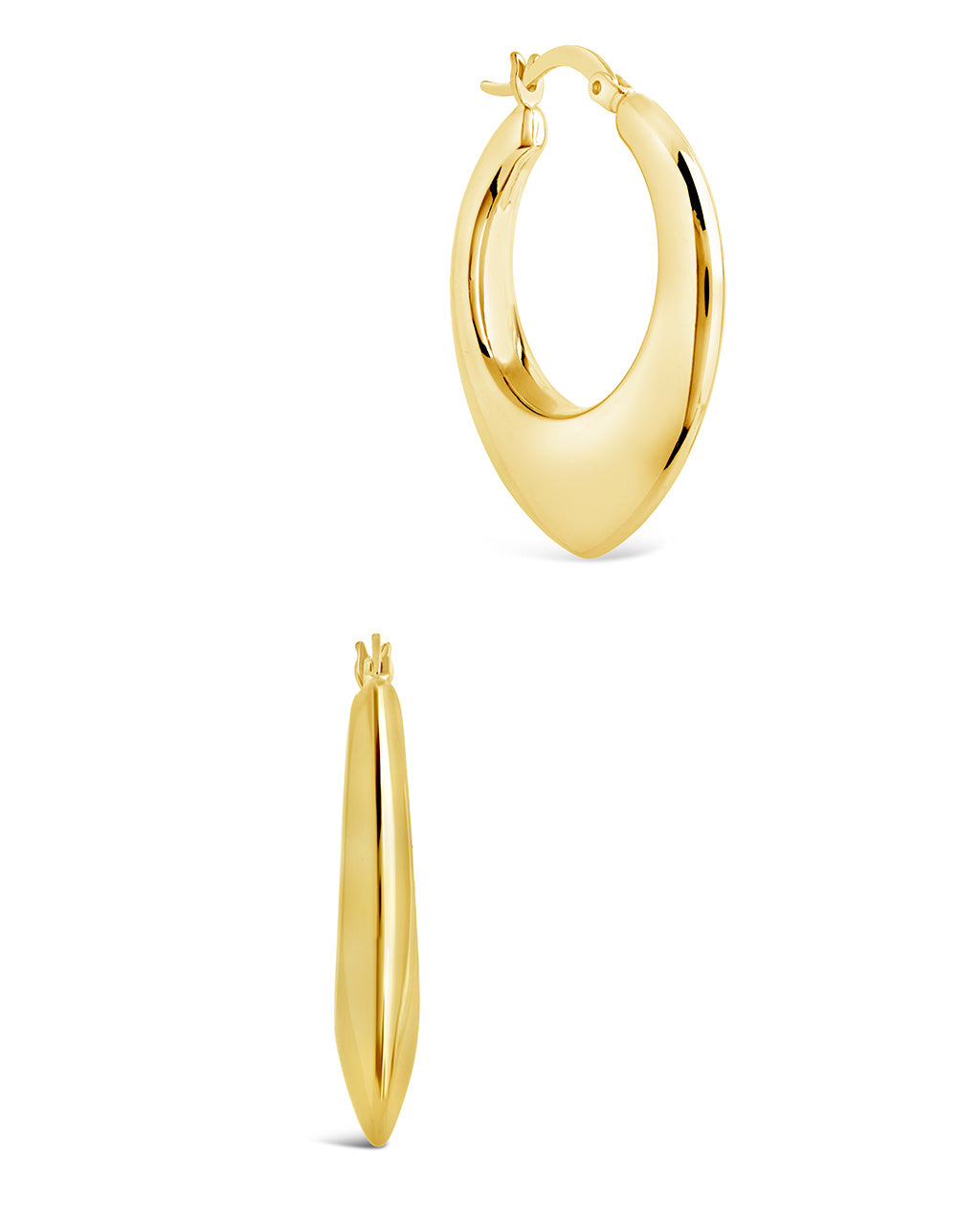 Indy Hoops Earring Sterling Forever Gold 1.2" 