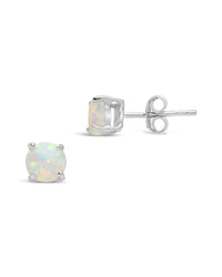 Sterling Silver 6mm Opal Studs - Sterling Forever