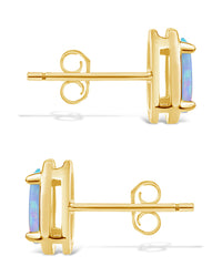 Sterling Silver Blue Opal Oval Studs Earring Sterling Forever 