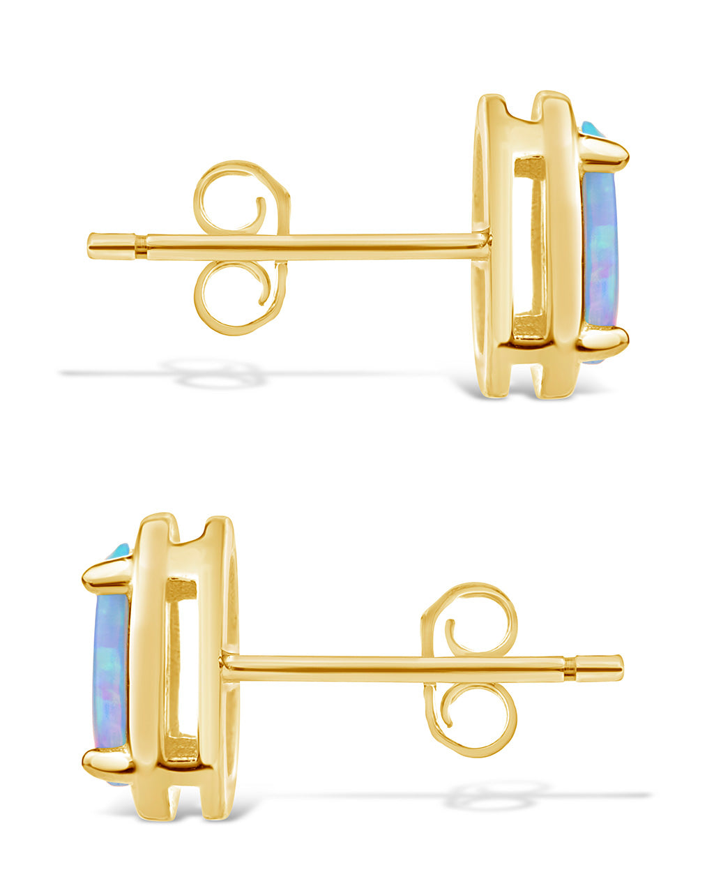 Sterling Silver Blue Opal Oval Studs Earring Sterling Forever 
