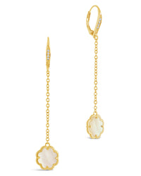 Rose Clover Long Drop Earrings Earring Sterling Forever Gold Mother of Pearl 