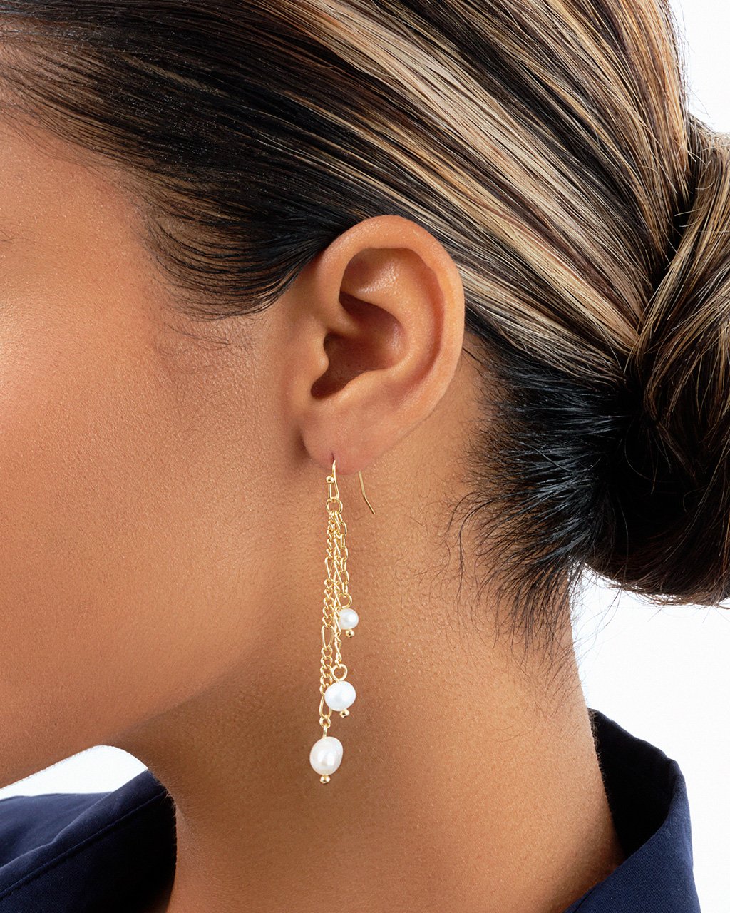 Mixed Chain Link Pearl Dangle Earrings Earring Sterling Forever 