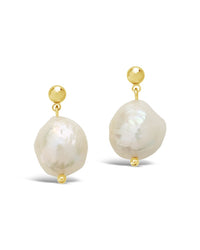 Large Single Pearl Drop Studs - Sterling Forever