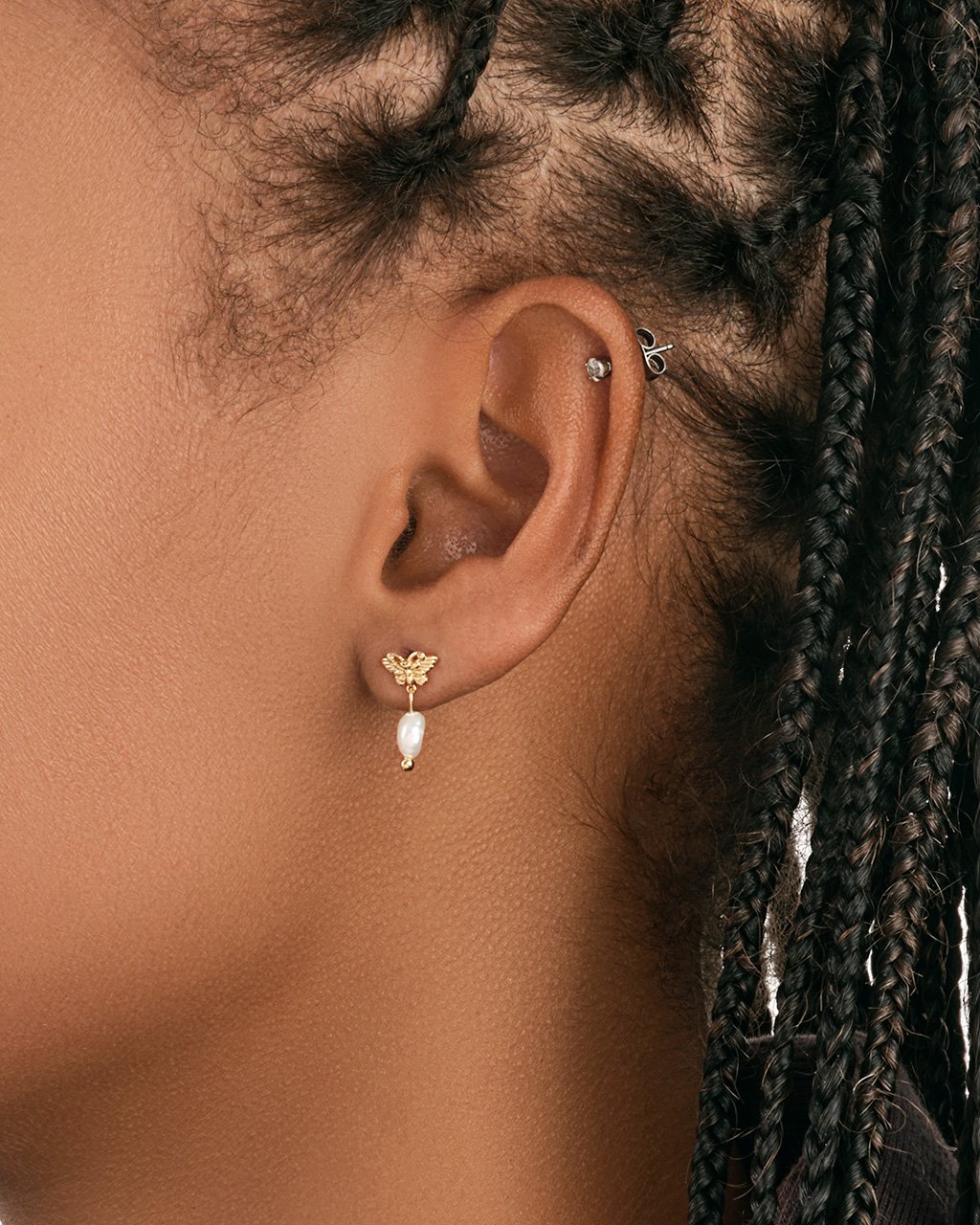 Butterfly & Pearl Stud Earrings Earring Sterling Forever 