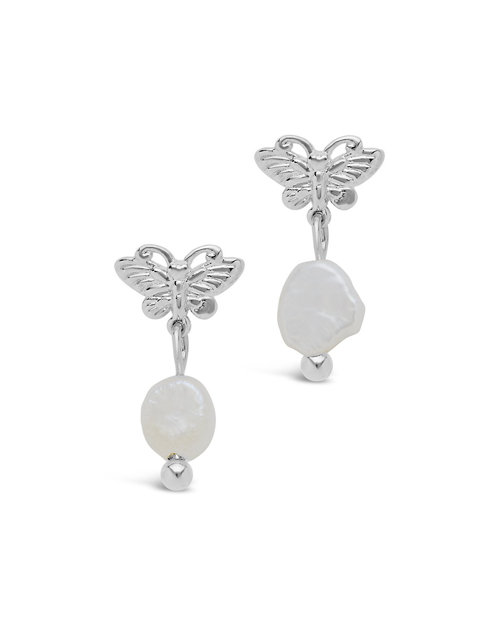 Butterfly & Pearl Stud Earrings - Sterling Forever
