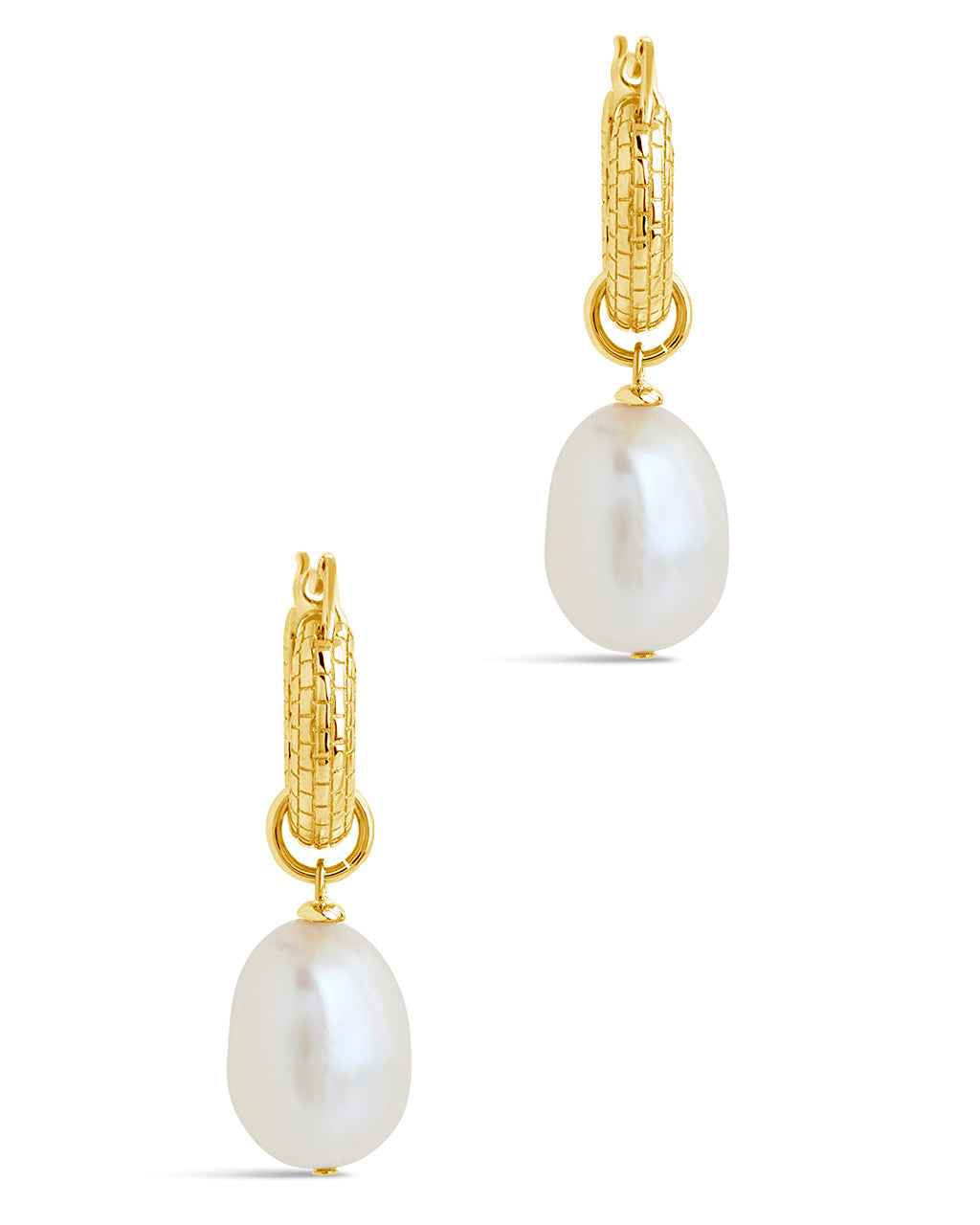 Textured Hoop With Pearl Drop Earring Sterling Forever 